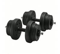 SONGMICS Kit Haltères Musculation 2-en-1, 2 x 10 kg, Poids Réglable, avec Barre d’Extension Supplémentaire en Acier, Revêtement en Plastique, Fitnesse, Musculation, à la Maison, Noir d'Encre SYL20HBK