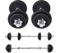 SONGMICS Kit Haltères Musculation 2-en-1, 2 x 10 kg, avec Barre d’Extension en Acier, Poids Ajustable, Fitness, Musculation, Levée de Poids à la Maison, Noir d'Encre SYL20LBKV1
