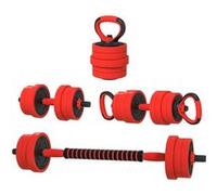 SPORTNOW Kit haltères musculation, haltères réglables 4 en 1, 20 kg, avec des disques et barres, clips de sécurité, revêtement en Plastique, équipement de gym à domicile, rouge