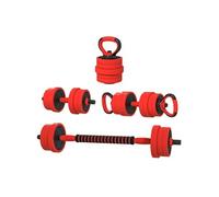 SPORTNOW Kit haltères musculation, haltères réglables 4 en 1, 20 kg, avec des disques et barres, clips de sécurité, revêtement en Plastique, équipement de gym à domicile, rouge