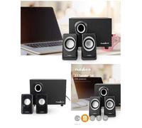 Kit haut-parleur PC 2.1 - NEDIS - 33W USB - Caisson 15W bois - Entrée 3,5 mm - Alimentation USB