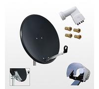 Kit HD-LINE Pro Parabole 60cm Acier Anthracite + LNB Quad + Protection Anti-Pluie + 4 connecteurs