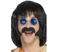 Kit Hippie Noir Avec Moustache Et Pattes Homme Noir