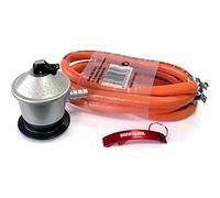 Kit homologué de tuyau butane et régulateur de gaz butane (régulateur CE avec certification européenne) + 2 colliers de serrage + porte-clés offert (tuyau 1,5 m - régulateur butane 30 mbar)