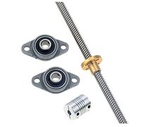 Kit Horizontal de vis sans Fin for imprimante 3D T8, Tige filetée 100-750mm 8mm + écrou en Laiton + Support de roulement KFL08 + couplage, 1 Jeu (Color : Pitch 2mm Lead 2mm, Size : 700mm)