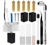Kit Hotend pour Neptune 4 Plus/Neptune 4 Max, Kit de Bloc de Chauffage avec 1 Extrémité Chaude, 5 Buses, 20 Aiguilles de Nettoyage, 2 Manchons en Silicone, 1 Clé, 1 Pince à Épiler Courbée