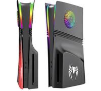 Kit Housse Façades pour Console PS5 Pro (Édition Disque), Coque avec Ouvertures Ventilation + Anneau Lumineux LED RVB