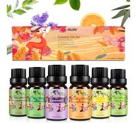 Kit Huile Essentielle 6x10ml, Aromathérapie 100% Pure Avec Orange, Lavande, Arbre à Thé, Citron, Eucalyptus et Menthe Poivrée, Adapté Aux Diffuseurs, Massage, Soins Peau & Cheveux