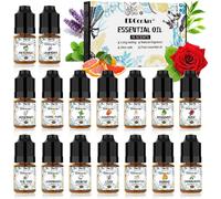 Kit Huile Essentielle Pour Diffuseur, 16 Huile Essentielle Bio Pour Bougie, Intérieur, Voiture- Eucalyptus, Lavande, Romarin, Ylang-Ylang, Rose- 6 Ml Chacun
