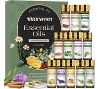 Kit Huiles Essentielles 12 X 5ml, Huiles Essentielles Aromathérapie 100% Nature Pour Diffuseur, Diy De Bougies, Parfum - Vanille, Citronnelle, Sauge Sclarée, Bois De Santal, Orange Douce