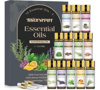 Kit Huiles Essentielles 12 X 5ml, Huiles Essentielles Pour Diffuseur 100% Pures, Huiles Essentielles Aromathérapie Pour Spa, Massage, Bain - Vanille, Basilic, Bois De Santal, Bois De Cèdre