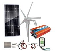 Kit Hybride d'énergie Solaire éolienne, système Hors réseau Domestique for Charger Une Batterie 12 V 24 V : générateur de Turbine 400 W + Panneau monocristallin 500 W + Accessoire 1000 W.(500w)