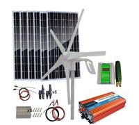 Kit Hybride d'énergie Solaire éolienne, système Hors réseau Domestique for Charger Une Batterie 12 V 24 V : générateur de Turbine 400 W + Panneau monocristallin 500 W + Accessoire 1000 W.(1000w)