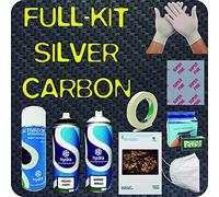 Kit hydro dipping COMPLETE hydrographique film FIBRE DE CARBONE SILVER HFC-097 hydrodipping film activateur hydrographie