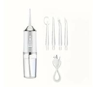 Kit hydropulseur portable avec 4 embouts rechargeable par USB, blanc