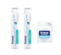 Kit hygiène dentaire complet - 2 brosses à dents souples gencives sensibles + fil dentaire blancheur - Routine bucco-dentaire quotidienne