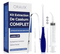 Kit hygiène des amygdales en Acier inoxydable | 3 outils pour l’extraction et la prévention de caséum | Élimination de la mauvaise haleine | Prévention des angines et des pharyngites | ORAVIX