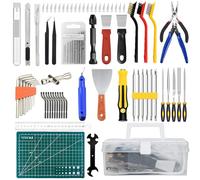 Kit Imprimante 3D 99 Pièces - Outils de Nettoyage, Ébavurage, Ponçage & Démontage, Avec Tapis de Découpe, Pour Finition Modèle et Maintenance, Pochette de Rangement