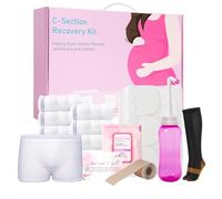 Kit indispensable pour la récupération par césarienne - Bouteille péri, sous-vêtements jetables en maille, doublures d'hamamélis, patchs en silicone pour cicatrices de cicatrice, liant abdominal
