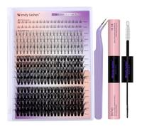 Kit individuel de cils 7D cils avec cils inférieurs, 40D + 50D-D-Curl 12-18mm 0.07 Kit de cils en grappe avec colle de cils Wendy Lashes