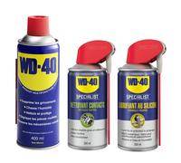Kit Industrie WD-40 Produit Multifonction Spray Double Position + Nettoyant contacts + Lubrifiant au silicone