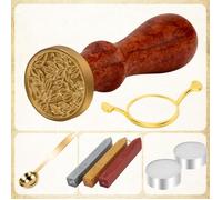 Kit Intemporel de Cachet de Cire, Kit de Sceau de Cire avec 1 Cire Tampon Sceau, 3 Bâtonnets de Cire Vintage, 1 Moule Sceau de