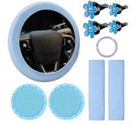 Kit Intérieur Auto 10pcs Housse Volant Couvre Ceinture(blue)