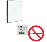 KIT Interrupteur sans fil tactile ET sans neutre requis - Boutons va et vient prêt à poser - 1 Télécommande murale + 1 module radio