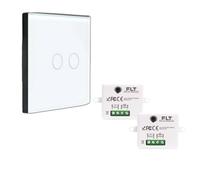 Kit interrupteur sans fil tactile prêt à poser - 1 interrupteur DOUBLE ALLUMAGE sans fil silencieux + 2 module radio encastrable