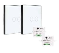 Kit interrupteur sans fil tactile prêt à poser - 2 interrupteurs DOUBLE ALLUMAGE sans fil silencieux + 2 module radio encastrable