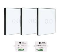 Kit interrupteur sans fil tactile prêt à poser - 3 interrupteurs DOUBLE ALLUMAGE sans fil silencieux + 2 module radio encastrable