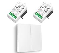 kit Interrupteur Sans Fil, Tedeligo Interrupteur Auto Générateur Relais 220V Mini Récepteur Rf émetteur Radio Télécommande 50 Mètre Contrôle De Portée Pour Les Lumières (1 Télécommandes 2 Récepteurs)