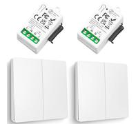 kit Interrupteur Sans Fil, Tedeligo Interrupteur Auto Générateur Relais 220V Mini Récepteur Rf émetteur Radio Télécommande 50 Mètre Contrôle De Portée Pour Les Lumières (2 Télécommandes 2 Récepteurs)