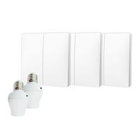 Kit interrupteur va-et-vient sans fil et sans pile - 3 boutons poussoirs Double Allumage + 2 douille à vis récepteur radio