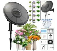Kit Irrigation Automatique Solaire, 2200mAh Programmateur Arrosage Systeme avec 15M Tuyau Arrosage et Détection Du Niveau D'eau pour Kit Arrosage Goutte à Goutte Pot Fleur de Jardin de Balcon