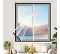 Kit Isolant Thermique Fenêtre, Film Isolant Thermique Fenetre Anti Froid Transparent pour Hiver Cuisine et Salon, Coupe-Vent, sans Percage, Ourlet Complet, Résistant(Noir,180x100cm)