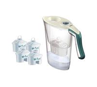- Kit J9059 - Carmen Tosca - Carafe filtrante avec 4 filtres Bi-Flux - Plastique - Couleurs : crème et Vert foncé