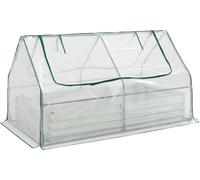 kit jardin surélevé 3 en 1 avec serre 'Balsorano' acier avec film grillagé PE 186 x 96 x 98 cm blanc