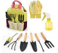 Kit jardinage 9 pièces avec sac - Racloir, fourche, râteau et truelle - Cadeau parfait jardinier - JACK DANIELS