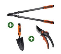Kit Jardinage Black&Decker 3-en-1 : Transplantoir + 2 Sécateurs (20cm & 71cm)