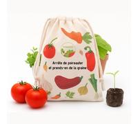 Kit jardinage pour permaculture : tomate, basilic, pois, laitue, courge, fleurs