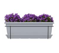 Kit Jardiniere Avec Support En Métal Et Plateau - Garden Id Relax - Gris Pierre 50 Cm - Recyclé Et 100% Recyclable