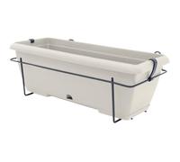 Kit Jardiniere Avec Support En Métal Et Plateau Intégré - Garden Id Teramo - Blanc 50 Cm - Effet De Pierre - Recyclé/Recyclable