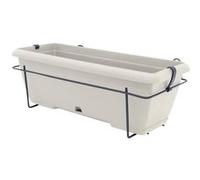 Kit Jardiniere Avec Support En Métal Et Plateau Intégré - Garden Id Teramo - Blanc 50 Cm - Effet De Pierre - Recyclé/Recyclable