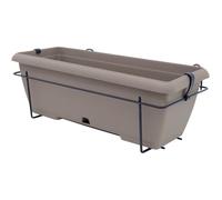 Kit Jardiniere Avec Support En Métal Et Plateau Intégré - Garden Id Teramo - Taupe 50 Cm - Effet De Pierre - Recyclé/Recyclable