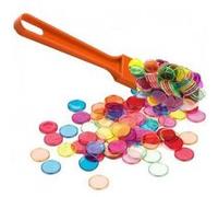 Kit Jeu Bingo magnetique 2 en 1 - Baton Ramasse Jetons Fluo + 100 pions Loto - Pratique, Multicolore - Set Accessoires + Carte