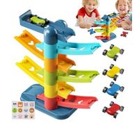 Kit jouet rampe voiture - Voitures de course avec piste éducative multi-niveaux | Mini voiture d'inertie pour | 4 petites voitures incluses, matériau ABS, à partir de 3 ans, cadeau