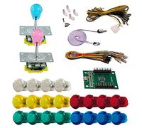 Kit Joysticks et boutons Arcade 2 Joueurs Lumineux Boutons Clipsables Transparents Lumineux Joysticks Lumineux Poires Carte XinMoTek Jeux Vidéo Retro Gaming