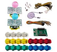 Kit Joysticks et boutons Arcade 2 Joueurs Lumineux Boutons Clipsables Transparents Lumineux Joysticks Lumineux Boules Carte XinMoTek Jeux Vidéo Retro Gaming