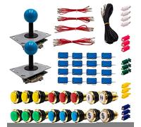 Kit Joysticks et boutons Arcade 2 Joueurs Lumineux Boutons Dorés Joysticks PCB Tiges Noires Boules Câble Gpio Jeux Vidéo Retro Gaming